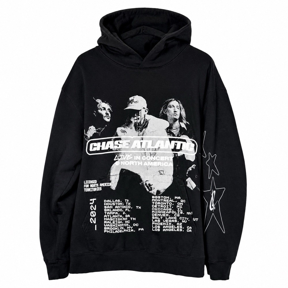Chase Atlantic Hoodie 2024 North America Tour Merch XL Puff Print Black Concert
